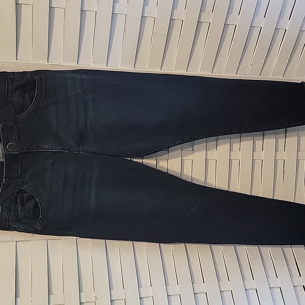 Democracy Dark Wash Ab‎ Solution Waist Flattering Raw Hem Jeans Size 14